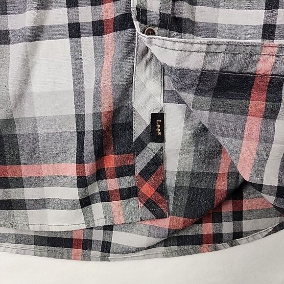 Lee Men Plaid Regular Fit Cotton Button Down Long Sleeve Work Shirt Large - Picture 6 of 10